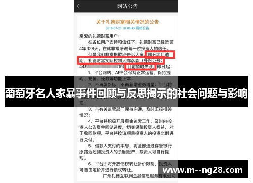 葡萄牙名人家暴事件回顾与反思揭示的社会问题与影响